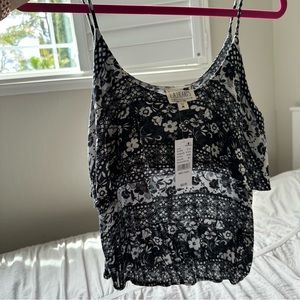 NWT blank and white tank with floral detailing
